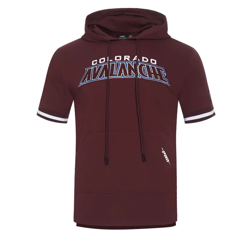 nhl colorado avalanche classic chenille mens short sleeve pullover hoodie wine